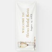 Elegante gouden parels en Prosecco Vrijgezellenfee Spandoek (Verticaal)