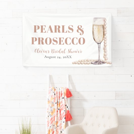 Elegante gouden parels en Prosecco Vrijgezellenfee Spandoek (Insitu)