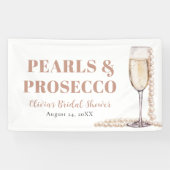 Elegante gouden parels en Prosecco Vrijgezellenfee Spandoek (Horizontaal)