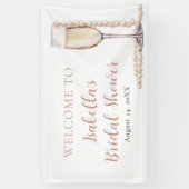 Elegante gouden parels en Prosecco Vrijgezellenfee Spandoek (Verticaal)