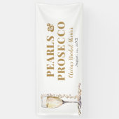 Elegante gouden parels en Prosecco Vrijgezellenfee Spandoek (Verticaal)