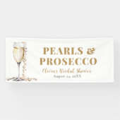 Elegante gouden parels en Prosecco Vrijgezellenfee Spandoek (Horizontaal)