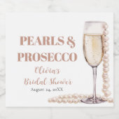 Elegante gouden parels en Prosecco Vrijgezellenfee Sparkling Wijnetiket (Enkel label)