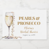 Elegante gouden parels en Prosecco Vrijgezellenfee Sparkling Wijnetiket (Enkel label)