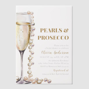 Elegante gouden parels en Prosecco Vrijgezellenfee Vellum Uitnodigingen