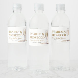 Elegante gouden parels en Prosecco Vrijgezellenfee Waterfles Etiket