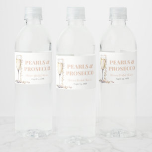 Elegante gouden parels en Prosecco Vrijgezellenfee Waterfles Etiket