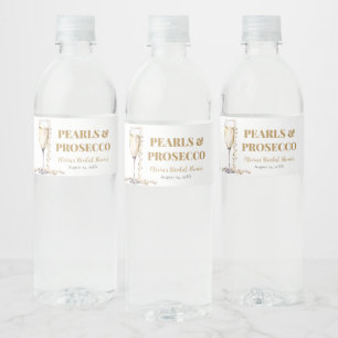 Elegante gouden parels en Prosecco Vrijgezellenfee Waterfles Etiket