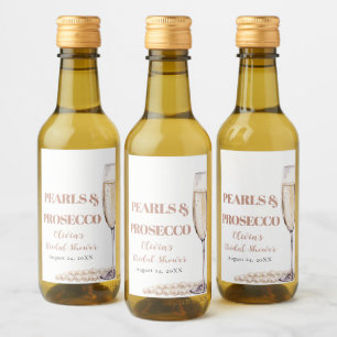 Elegante gouden parels en Prosecco Vrijgezellenfee Wijn Etiket