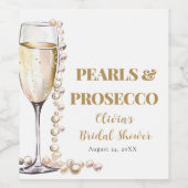 Elegante gouden parels en Prosecco Vrijgezellenfee Wijn Etiket (Enkel label)