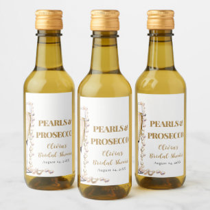 Elegante gouden parels en Prosecco Vrijgezellenfee Wijn Etiket