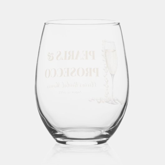 Elegante gouden parels en Prosecco Vrijgezellenfee Wijnglas Zonder Voet (Achterkant)