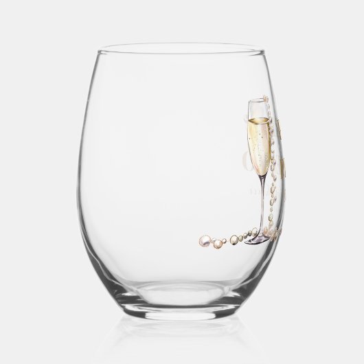 Elegante gouden parels en Prosecco Vrijgezellenfee Wijnglas Zonder Voet (Rechts)