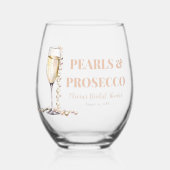 Elegante gouden parels en Prosecco Vrijgezellenfee Wijnglas Zonder Voet (Voorkant)