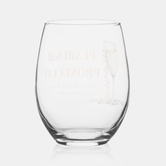 Elegante gouden parels en Prosecco Vrijgezellenfee Wijnglas Zonder Voet (Achterkant)