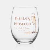 Elegante gouden parels en Prosecco Vrijgezellenfee Wijnglas Zonder Voet (Voorkant)