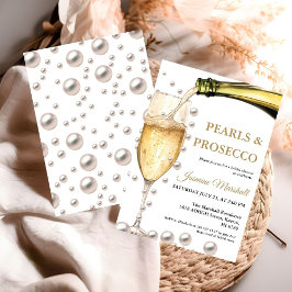 Elegante gouden parels & Prosecco Vrijgezellenfees Kaart