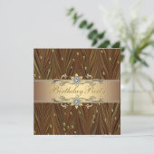 Elegante gouden parels verjaardagsfeest uitnodigin kaart (Staand voorkant)