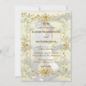 Elegante gouden paren portret rustieke foto bruilo kaart (Voorkant)