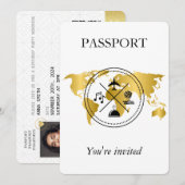 Elegante gouden paspoort bestemming Verjaardagsfot Kaart (Voorkant / Achterkant)