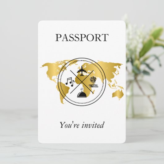 Elegante gouden paspoort bestemming Verjaardagsfot Kaart (Staand voorkant)