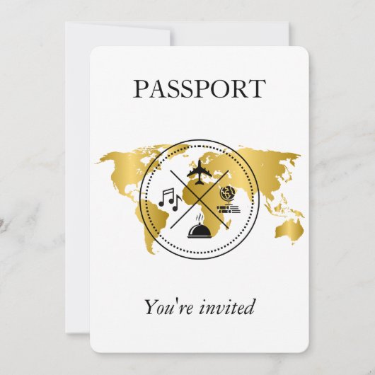 Elegante gouden paspoort bestemming Verjaardagsfot Kaart (Voorkant)