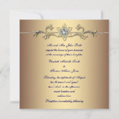 Elegante gouden pauw bruiloft kaart (Achterkant)