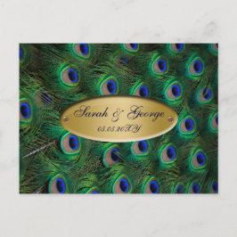 elegante gouden pauw bruiloft RSVP Uitnodiging Briefkaart