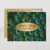 elegante gouden pauw bruiloft RSVP Uitnodiging Briefkaart (Voorkant / Achterkant)