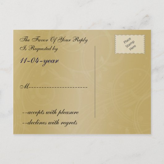 elegante gouden pauw bruiloft RSVP Uitnodiging Briefkaart (Achterkant)