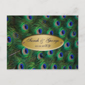 elegante gouden pauw bruiloft RSVP Uitnodiging Briefkaart (Voorkant)