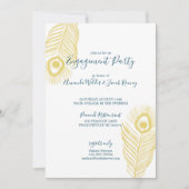 Elegante gouden pauw bruiloft verlovingsfeest kaart (Voorkant)