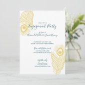 Elegante gouden pauw bruiloft verlovingsfeest kaart (Staand voorkant)