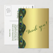 Elegante Gouden Pauw Trouw Dank Je Briefkaart