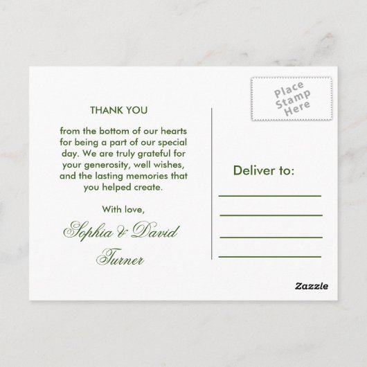 Elegante Gouden Pauw Trouw Dank Je Briefkaart (Achterkant)