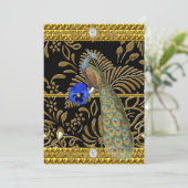 Elegante Gouden Pauw Uitnodiging (Staand voorkant)