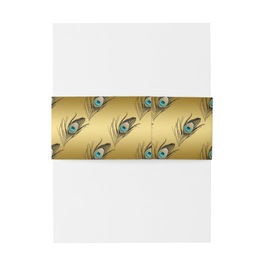 Elegante Gouden Pauw Uitnodigingen Wikkel (Achterkant Voorbeeld)