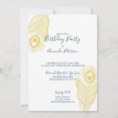 Elegante gouden Peacock verjaardagsfeestuitnodigin Kaart (Voorkant)