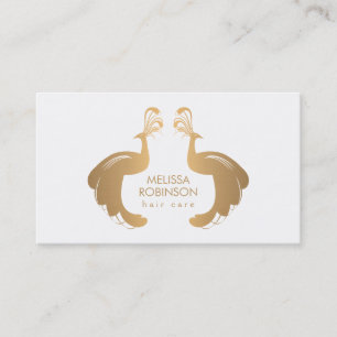 Elegante gouden Peacocks Logo voor Hair Stylist Visitekaartje