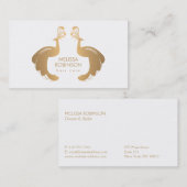 Elegante gouden Peacocks Logo voor Hair Stylist Visitekaartje (Voorkant / Achterkant)