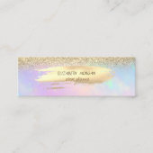 Elegante gouden penseelstreek, gouden glitter holo mini visitekaartje (Voorkant)