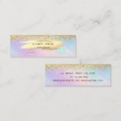 Elegante gouden penseelstreek, gouden glitter holo mini visitekaartje (Voorkant / Achterkant)