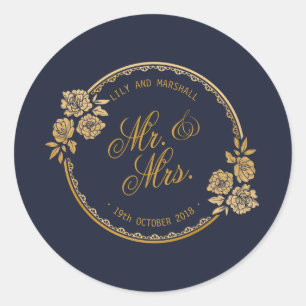 Elegante Gouden Persoonlijke Trouw Sticker Zegel