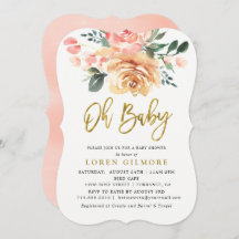 Elegante Gouden Perzik Bloem Baby Shower