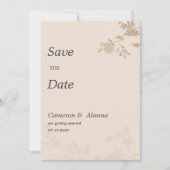 Elegante gouden perzik romantische bloem Save the  Kaart (Voorkant)