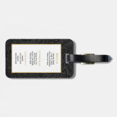 Elegante gouden Pet Naam Black Floral Crate Label Bagagelabel (Achterkant horizontaal)