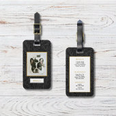 Elegante gouden Pet Naam Black Floral Crate Label Bagagelabel