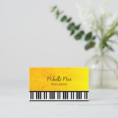 Elegante gouden piano lessen QR code Eenvoudig toe Visitekaartje (Staand voorkant)