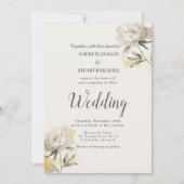 Elegante gouden pioen foto QR code bruiloft Kaart (Voorkant)