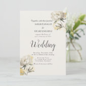 Elegante gouden pioen foto QR code bruiloft Kaart (Staand voorkant)